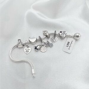 Linx Snake Chain Bracelet with Mom Child Angel in Heaven Themed Charms
